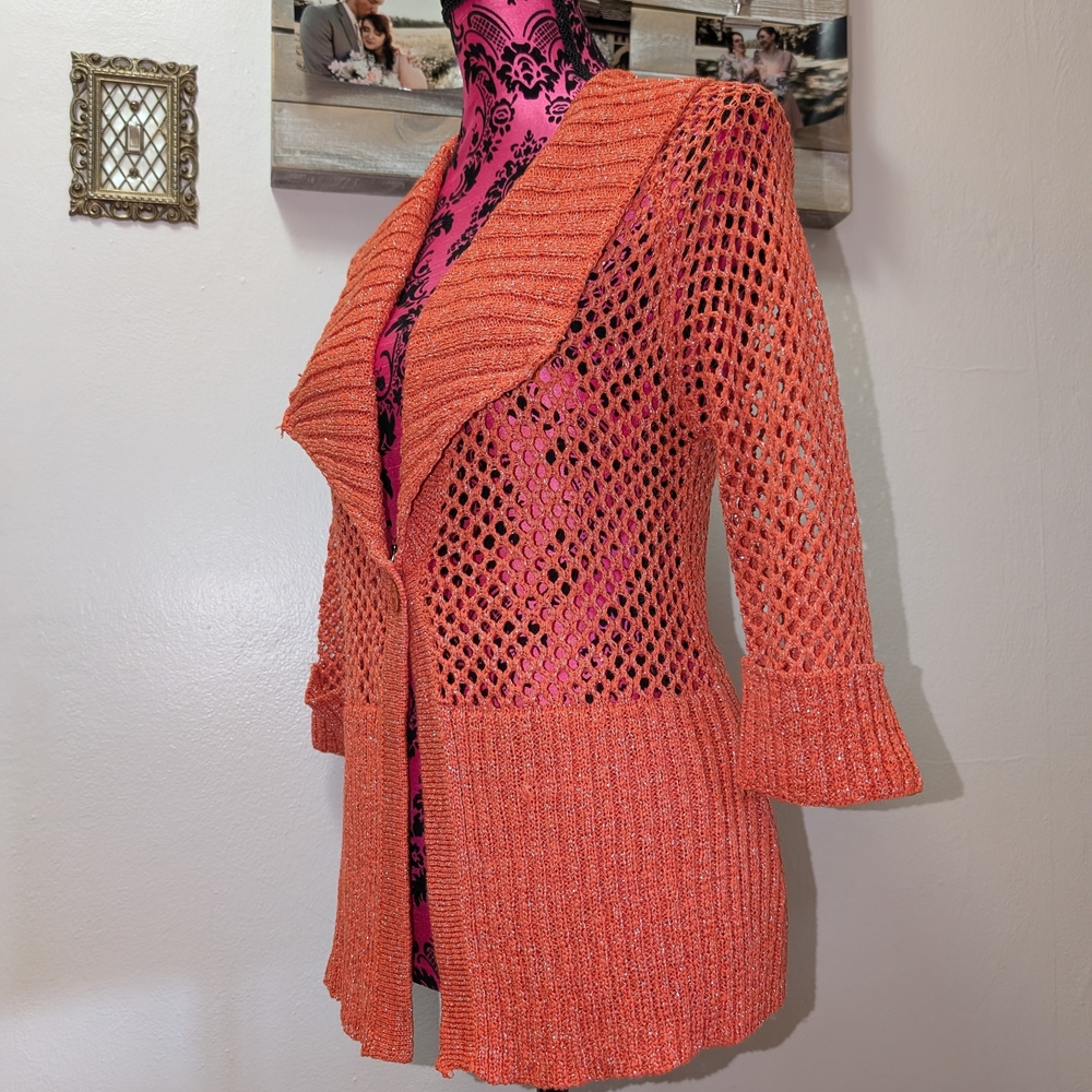 WD.NY Orange Open-Knit Cardigan